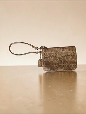 Coach Metallic Khaki Signature Wristlet